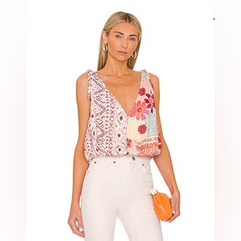 NEW FREE PEOPLE - Tied To You Tank with Floral Pattern in Medium - Picture 4 of 8